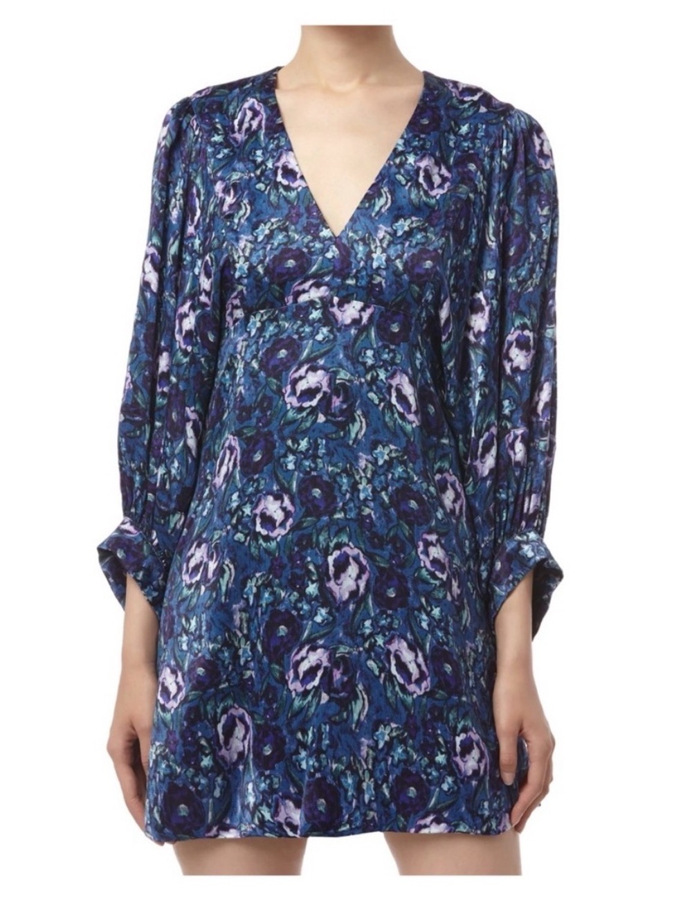 AMUR Steph Mini Dress, Azure Abstract Floral Print size 4